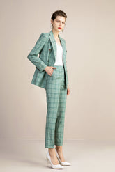 Green Double Breasted Straight Leg Pantsuit - FashionByTeresa